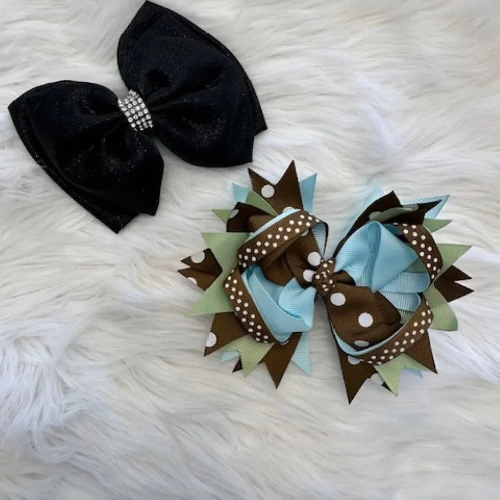 Bundle (2) of Deluxe Bows     5B8107  Handmade NWT Boutique